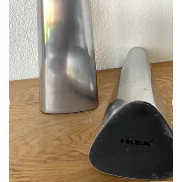 2 Vtg IKEA Renos Chrome MCM Swedish Design Taper Candle Holders 7 Inches 80-90s - Picture 4 of 5